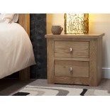 Torino Contemporary Oak 2 Drawer Narrow Bedside